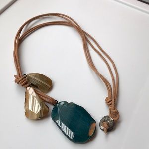 Adjustable Greek leather and stone necklace